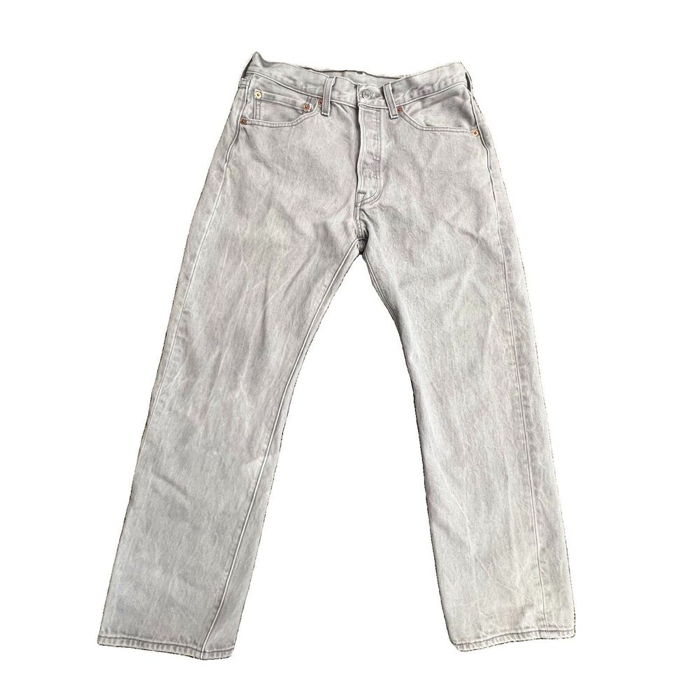 Levi’s 501 Gray Jeans 30/26.5 Light Wash Hi Rise Straight Rigid Gray 501-1403